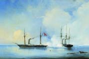 battle of the vladimir frigate with a turkish-egyptian ship